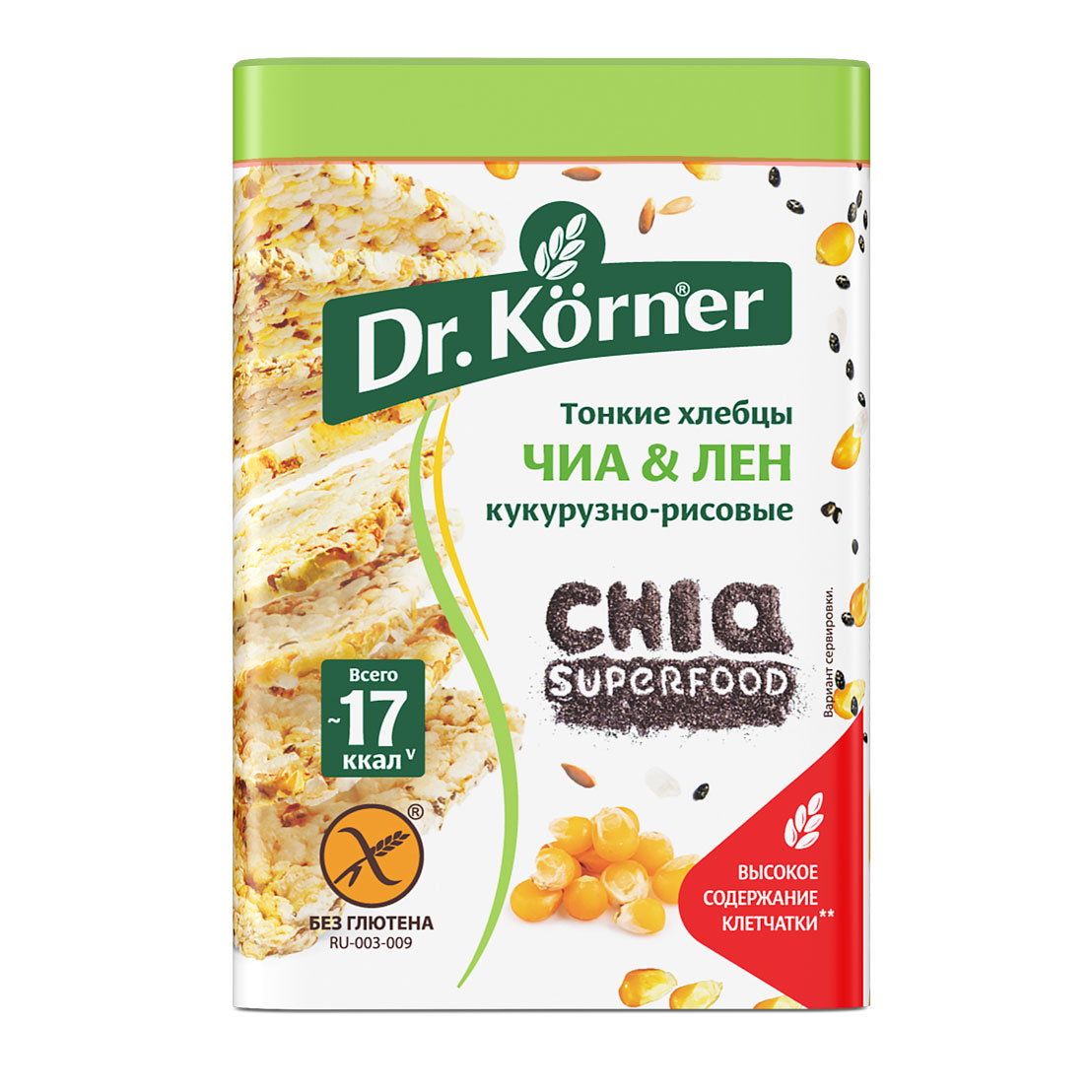 Dr. Körner Хлебцы кукурузно-рисовые с Чиа и семенами льна "Dr.Körner"