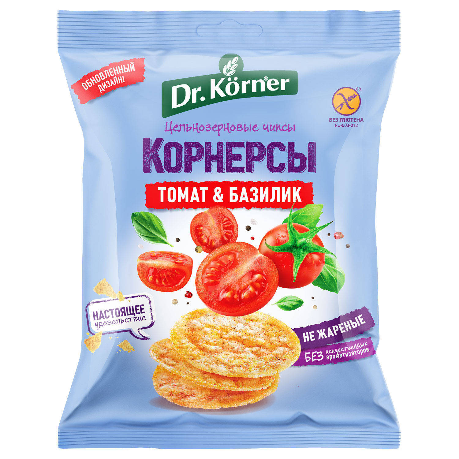 Dr. Körner Чипсы цельнозерновые с томатом и базиликом
