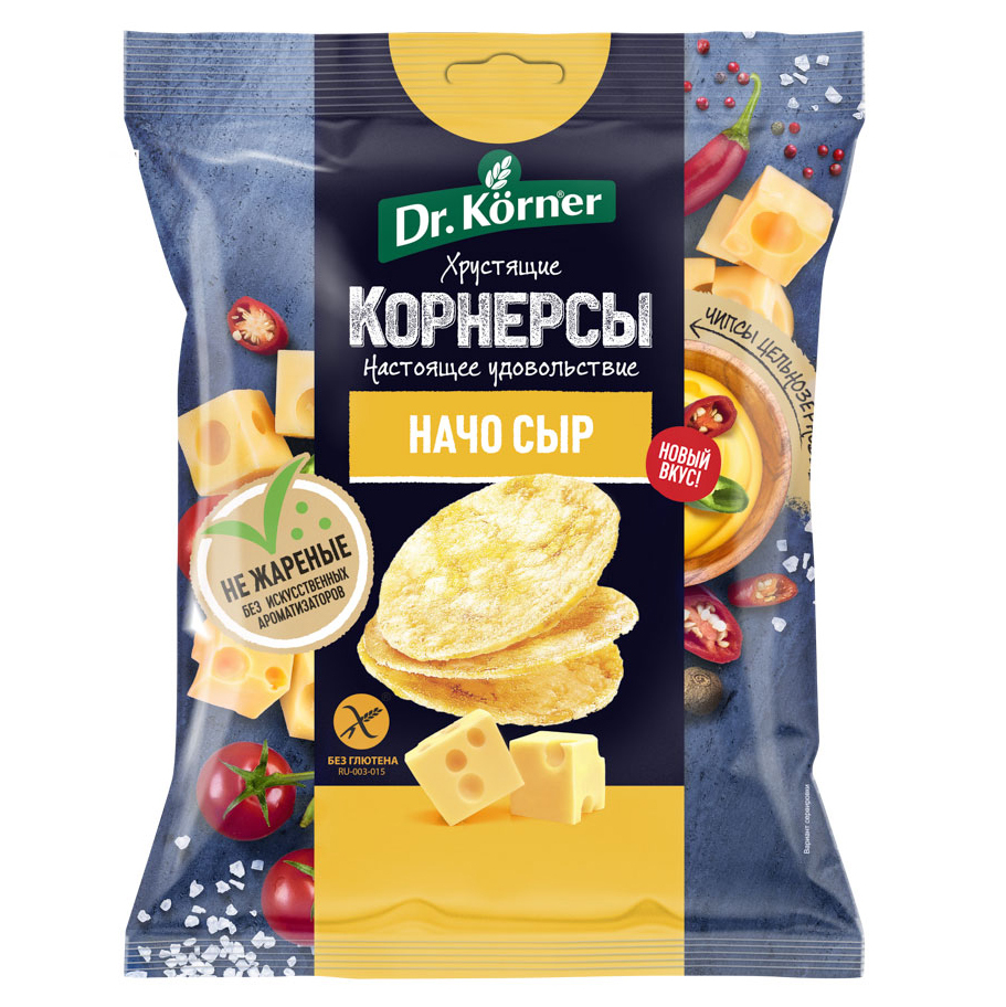 Dr. Körner Чипсы цельнозерновые кукурузно-рисовые с сыром начо