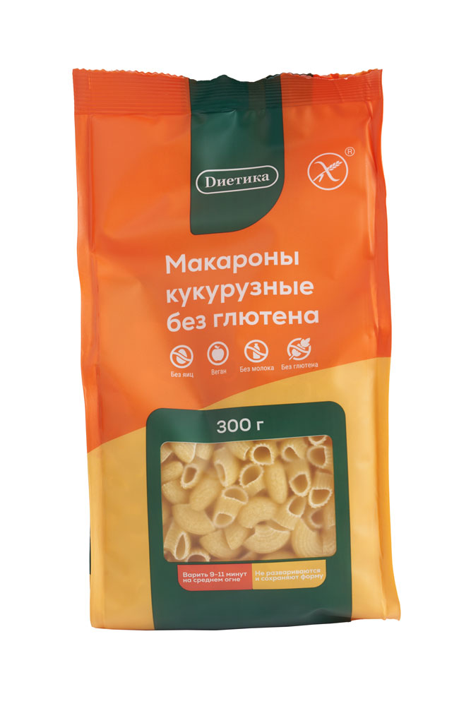 Диетика Макаронные изделия фигурные из кукурузной муки. Рожок средний.