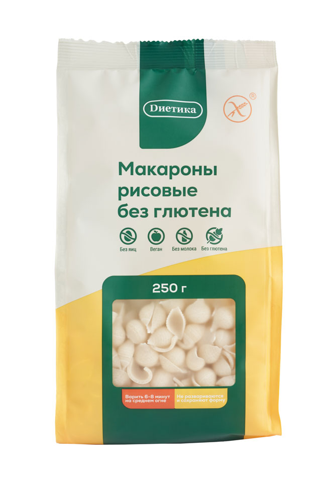 Диетика Макаронные изделия фигурные из рисовой муки. Ракушка.
