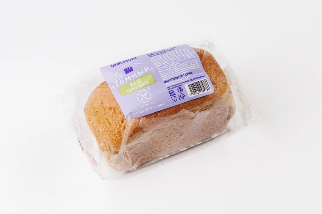 Диетика Хлеб темный без глютена. Вкусвилл