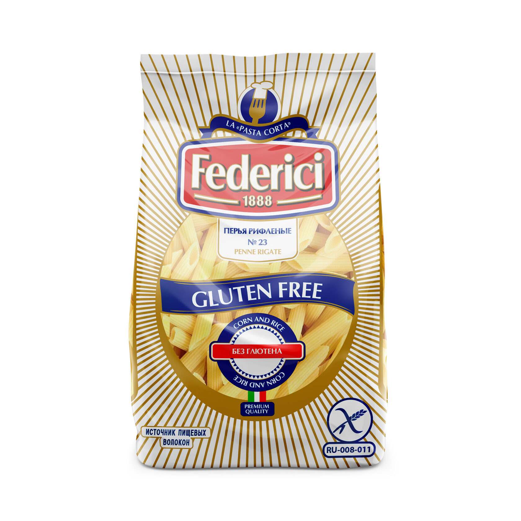 Federici Макаронные изделия безглютеновые: перья рифлёные