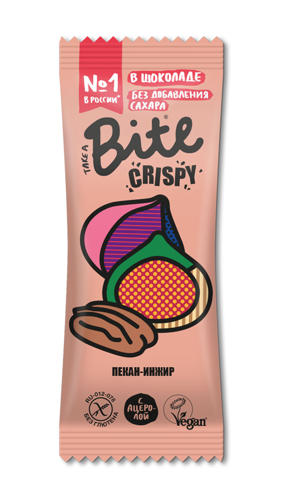 Take a Bite Батончик орехово-фруктовый глазированный в темном шоколаде «Инжир-Пекан»