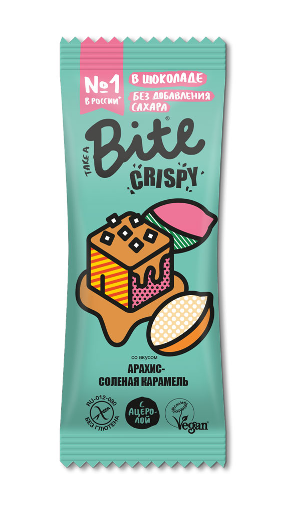 Take a Bite Батончик арахисово-фруктовый глазированный в темном шоколаде со вкусом «Арахис-соленая карамель»