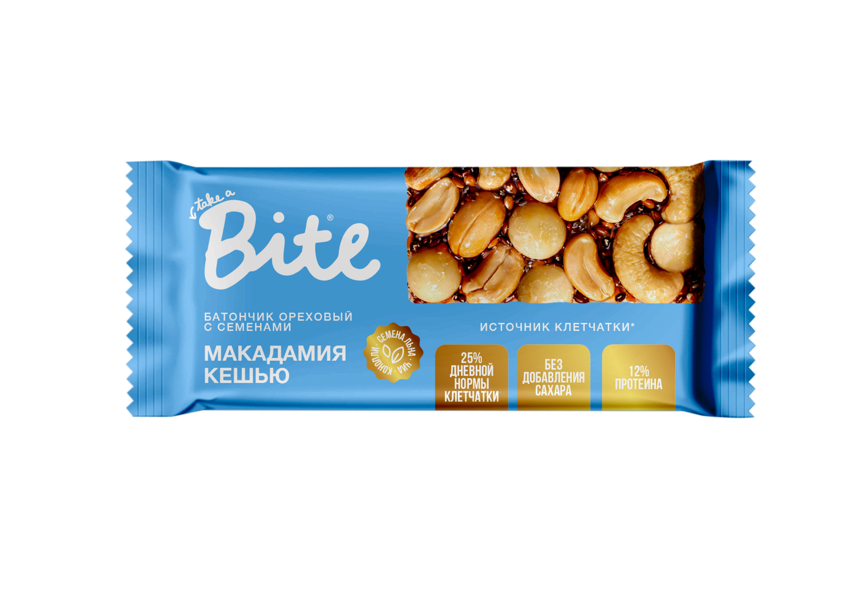 Take a Bite Батончик ореховый с семенами «Кешью-макадамия»