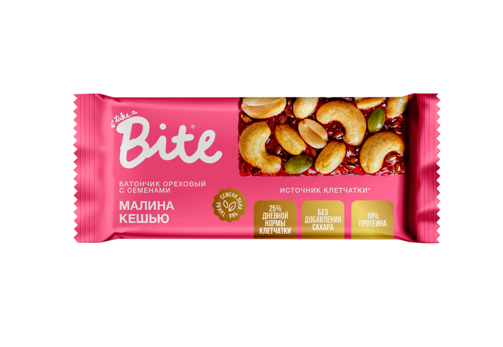 Take a Bite Батончик ореховый с семенами «Малина-кешью»
