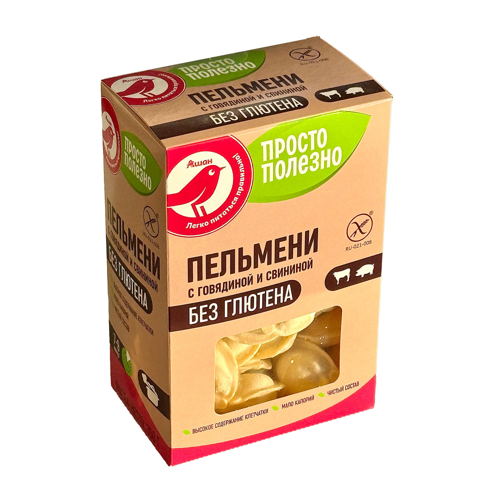 Evopit Ашан. Пельмени без глютена с говядиной и свининой