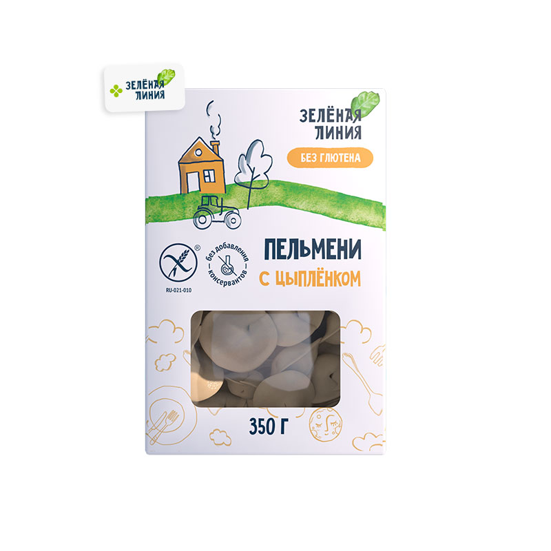 Evopit Зеленая линия. Пельмени без глютена с цыпленком.