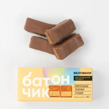 ВкусВилл Батончик "Шоколадные палочки" с кешью, веган