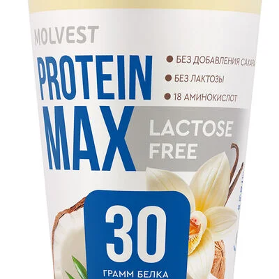 Molvest Напиток кисломолочный Молвест Максимум Белка (Protein Max) без лактозы кокос ваниль 240 г