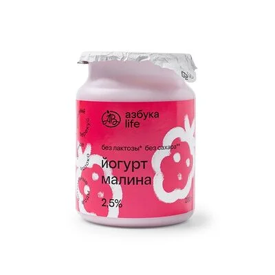 Азбука Вкуса Йогурт безлактозный Азбука лайф (Азбука life) Малина 2.5% 200 г