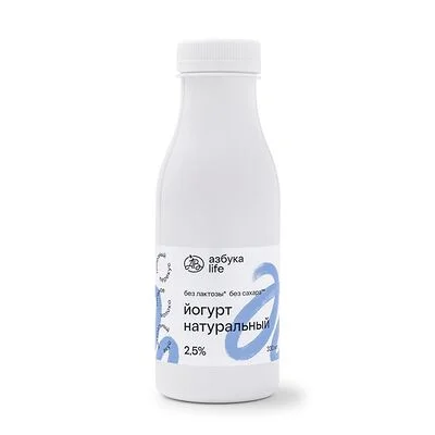 Азбука Вкуса Йогурт безлактозный Азбука лайф (Азбука life) Натуральный 2.5% 330 мл