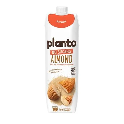 Planto Напиток растительный Планто (Planto) Без сахара (No Sugars) Миндальный 1 л дизайн упаковки в ассортименте