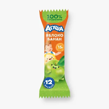 ВкусВилл Батончик фруктовый Агуша Яблоко банан с 12 месяцев 15 г