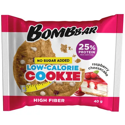 Bombbar Протеиновое печенье BombBar Низко-Калорийное (Low-Calorie Cookie) Малиновый чизкейк 40 г