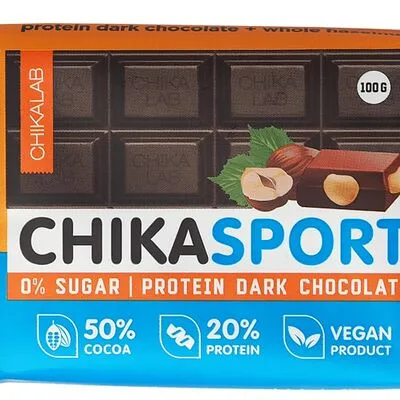 Chikalab Шоколад протеиновый Чикалаб Чика Спорт (Chikalab ChikaSport) Тёмный с фундуком 100 г
