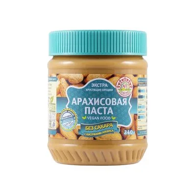 Азбука Продуктов Арахисовая паста Азбука Продуктов без сахара с кусочками арахиса 340 г