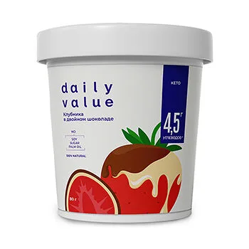Daily Value Клубника в шоколаде Daily Value сублимированная в молочном и белом шоколаде (без сахара) Россия 80 г