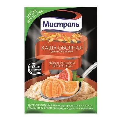 Мистраль Каша овсяная Мистраль Заряд энергии цельнозерновая без сахара 40 г