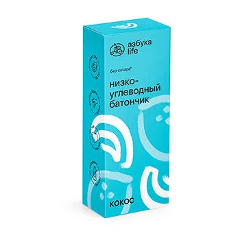 Азбука Вкуса Батончик Азбука лайф (Азбука life) низкоуглеводный Кокос без сахара 35 г