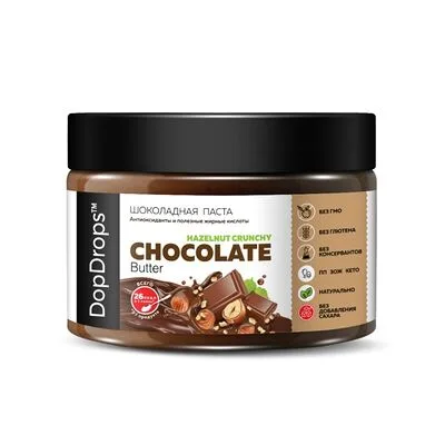 DopDrops Паста шоколадно-фундучная DopDrops Сhoсolate Butter Hazelnut Crunchy без сахара 250 г